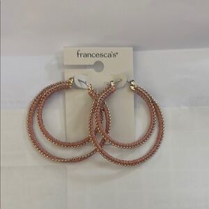 Francesca's Pink and Gold Hoop Earrings